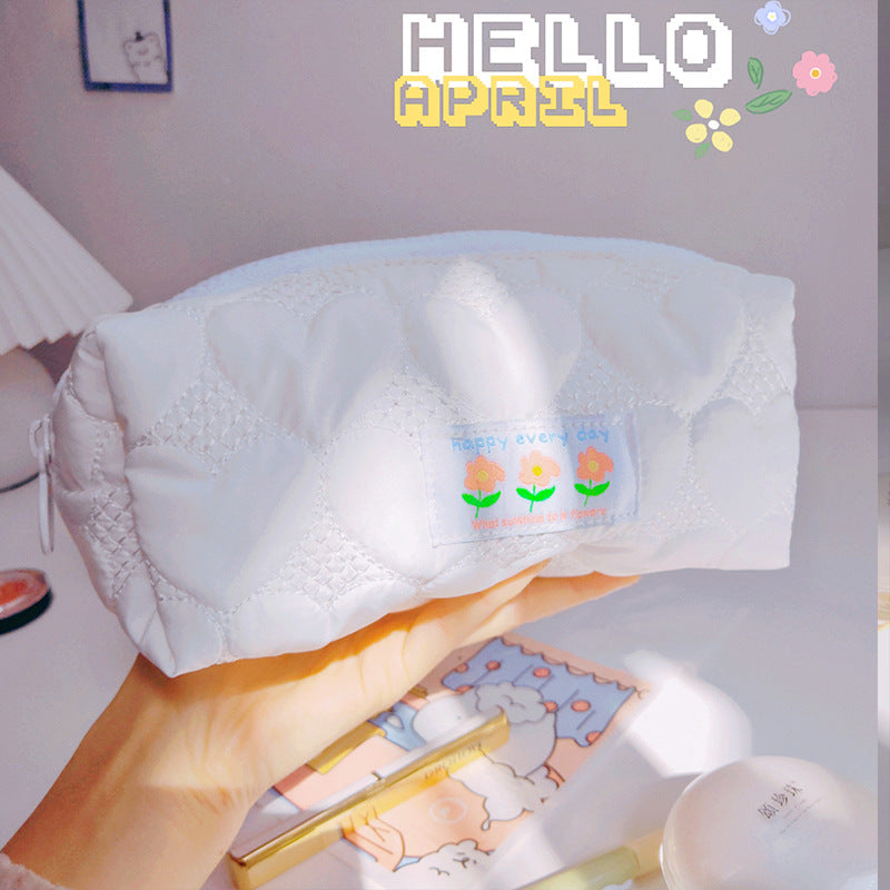 Cute Pillow Pencil Case - INS Style Embroidered Portable Makeup Bag