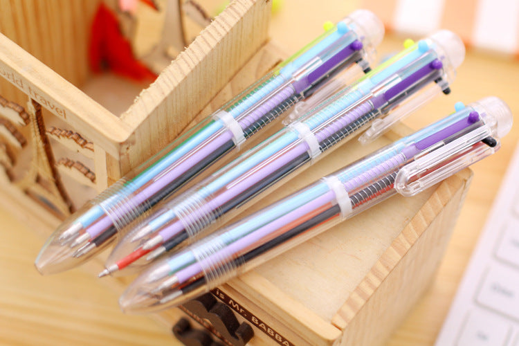 6-Color Ballpoint Pen - Multicolor Retractable Pen for Note-Taking and Creative Projects