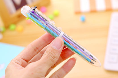 6-Color Ballpoint Pen - Multicolor Retractable Pen for Note-Taking and Creative Projects