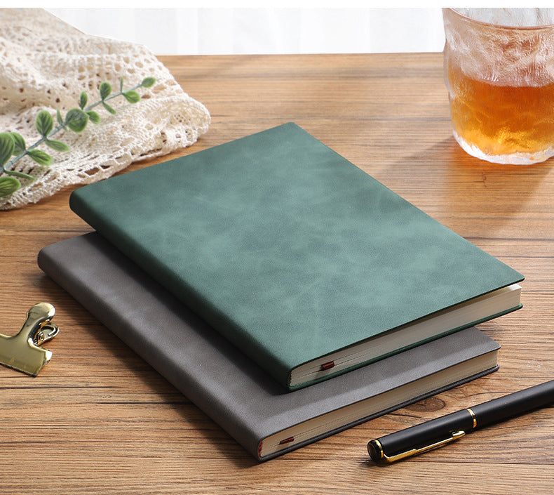 A5 Leather Notebook - Business Office Journal, Minimalist Meeting Planner