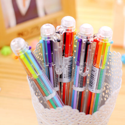 6-Color Ballpoint Pen - Multicolor Retractable Pen for Note-Taking and Creative Projects