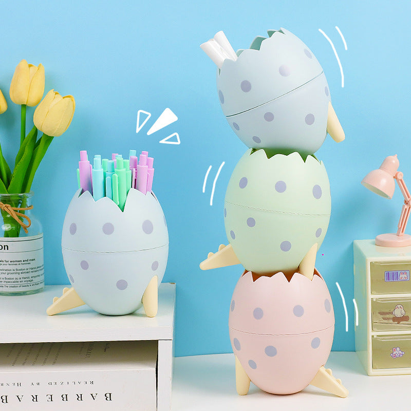 Cute Creative Dinosaur Egg Pen Holder - Large Capacity Desk Organizer for Students and Office