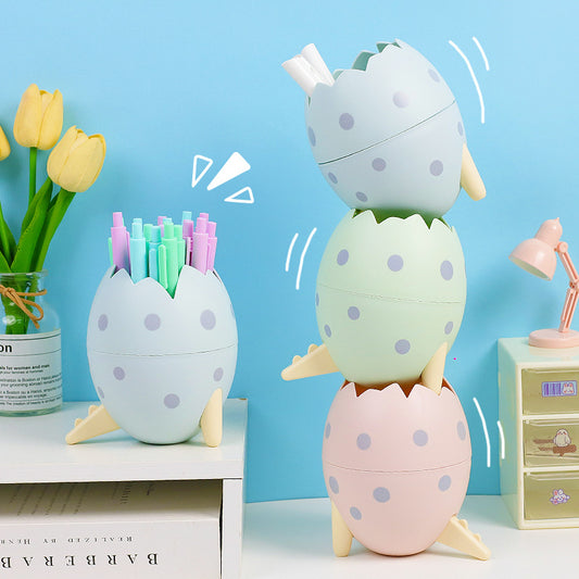 Cute Creative Dinosaur Egg Pen Holder - Large Capacity Desk Organizer for Students and Office