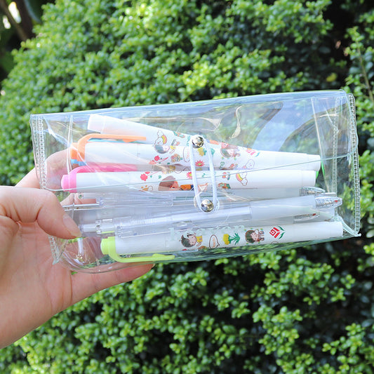 Korean Style Transparent PVC Pencil Case - Minimalist Design, Portable Storage Bag