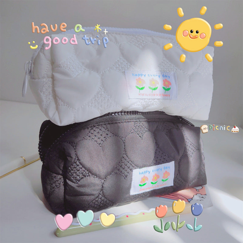 Cute Pillow Pencil Case - INS Style Embroidered Portable Makeup Bag