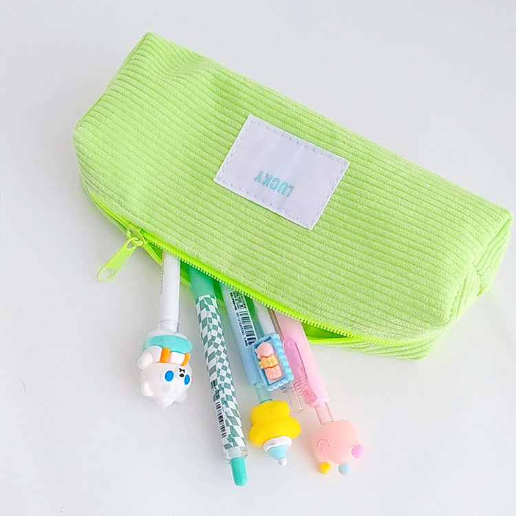 Corduroy Pencil Case - Candy Colors, Large Capacity, Japanese INS Style