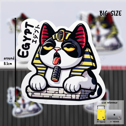 Cute Cat Sticker - Great Cat of Earth | Cat in Egypt for luggage, kindle,pyramid,egyptian decor, wall art macbook, souvenir stickers label