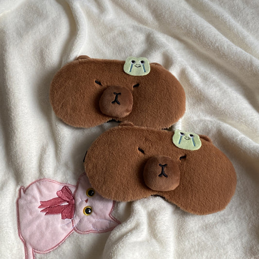 Cute Capybara Plush Cooling Eye Mask - 3D Cartoon Plush Eye Mask for Naps and Eye Care