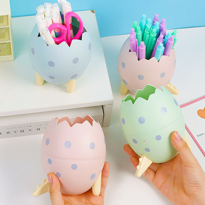 Cute Creative Dinosaur Egg Pen Holder - Large Capacity Desk Organizer for Students and Office