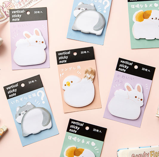 Animal Butt Series Cute Shaped Sticky Notes - Reusable Memo Pads for Students and Planners