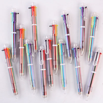 6-Color Ballpoint Pen - Multicolor Retractable Pen for Note-Taking and Creative Projects