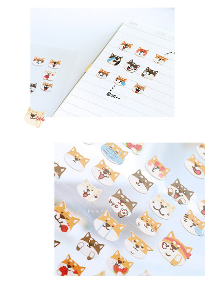 Cute Cat and Shiba Inu Emoji Stickers - Pearlized Decorative Planner Stickers