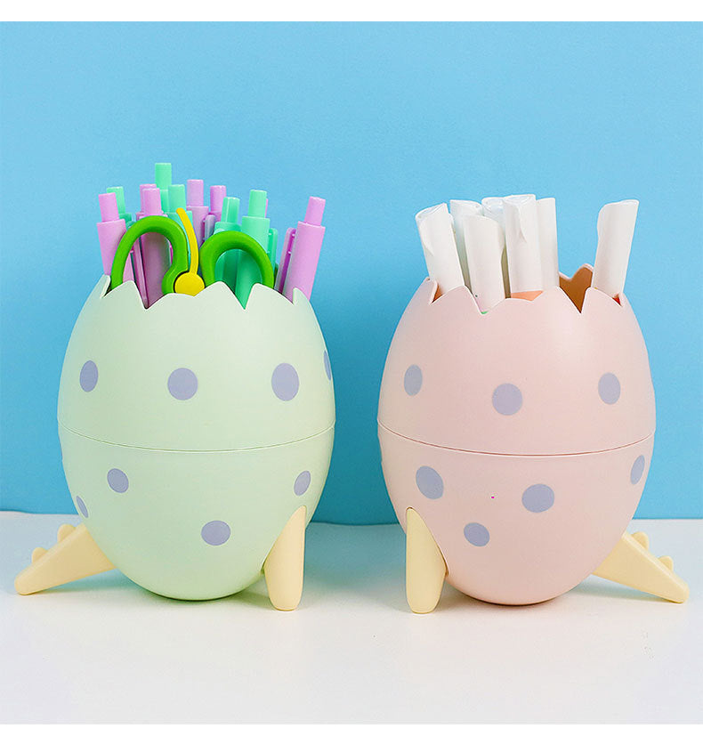 Cute Creative Dinosaur Egg Pen Holder - Large Capacity Desk Organizer for Students and Office