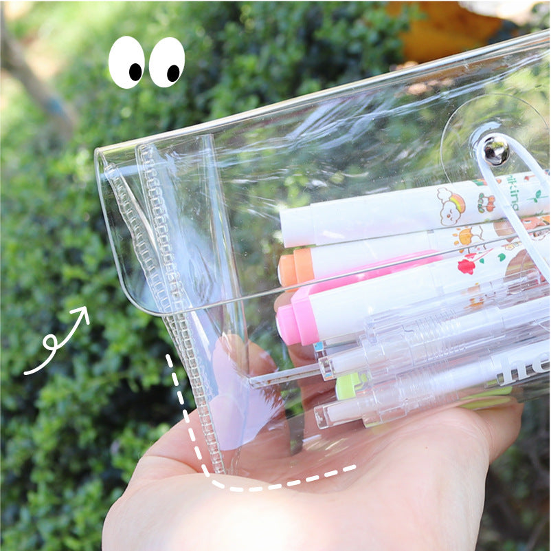 Korean Style Transparent PVC Pencil Case - Minimalist Design, Portable Storage Bag