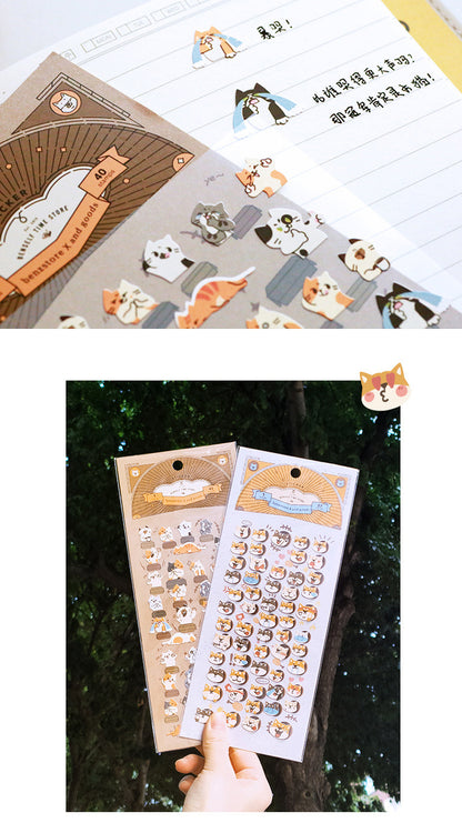 Cute Cat and Shiba Inu Emoji Stickers - Pearlized Decorative Planner Stickers