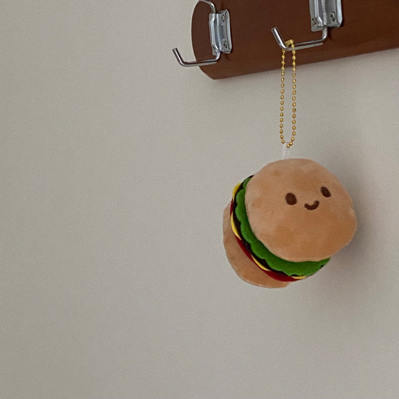 Cute Plush Hamburger and Sandwich Keychain - Couple’s Toast Bag Charm