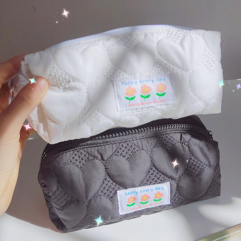 Cute Pillow Pencil Case - INS Style Embroidered Portable Makeup Bag