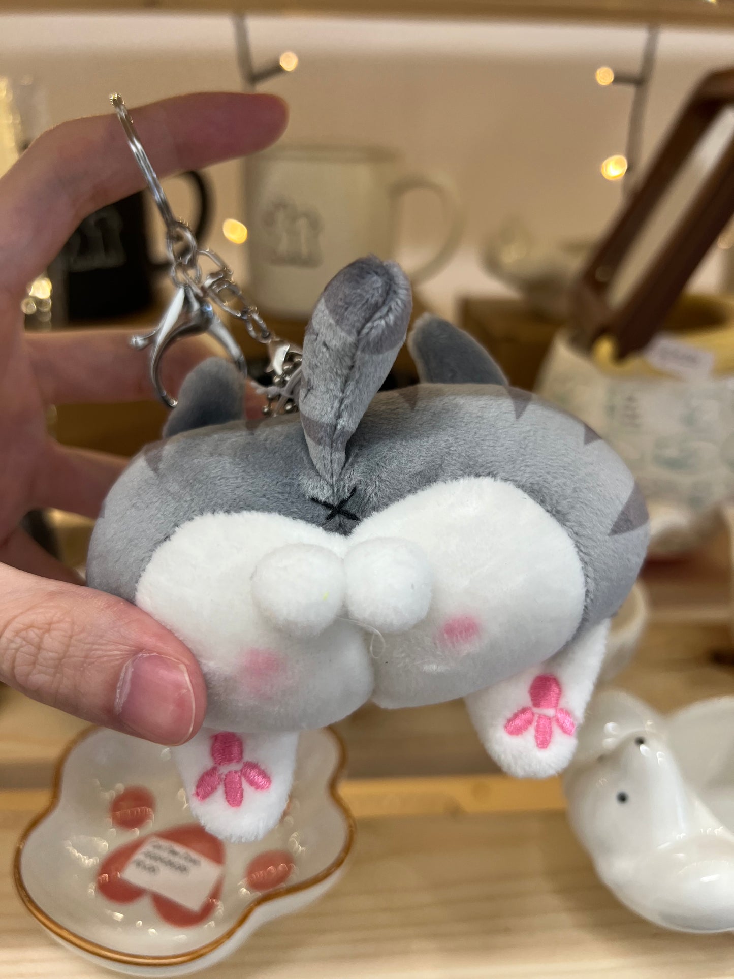 Cat and Dog Soft Plush Butt Keychain