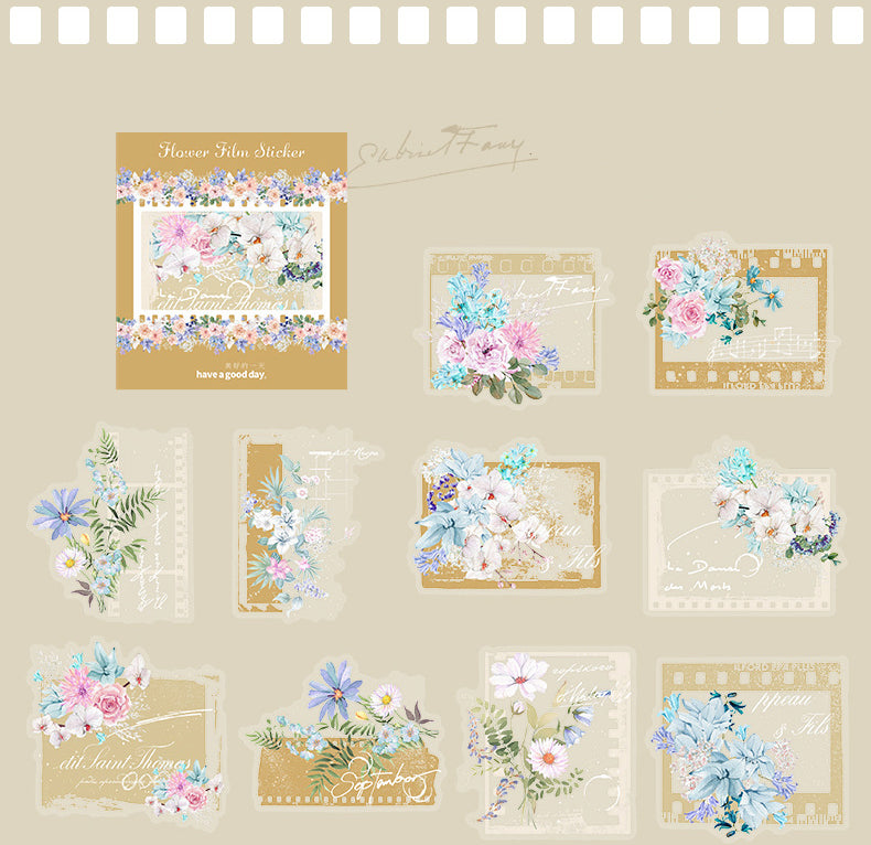 PET Sticker Pack - Floral Film Series, Irregular Flower Theme for Journaling