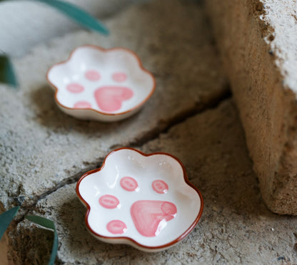 Cat Paw Sauce Dish - Japanese-Style Cute Small Plates for Condiments, Snacks, Trinkets