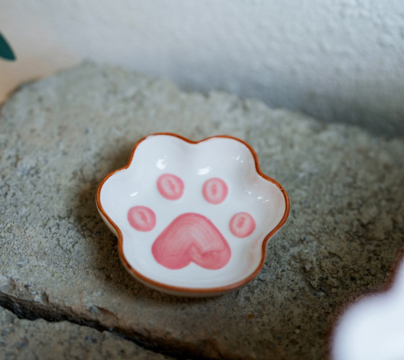 Cat Paw Sauce Dish - Japanese-Style Cute Small Plates for Condiments, Snacks, Trinkets