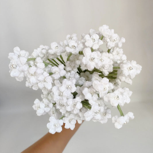 Handwoven Baby's Breath Yarn Bouquet - Artificial Flowers for Wedding Decor