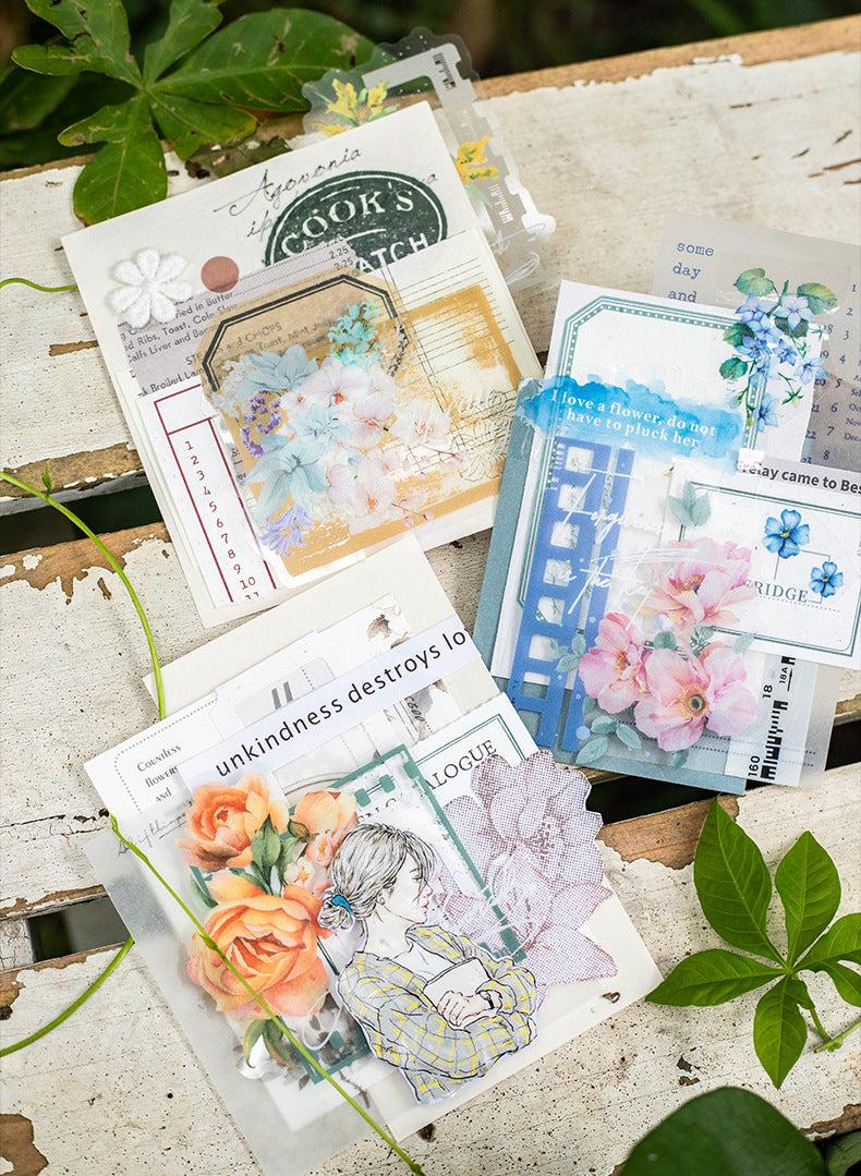 PET Sticker Pack - Floral Film Series, Irregular Flower Theme for Journaling