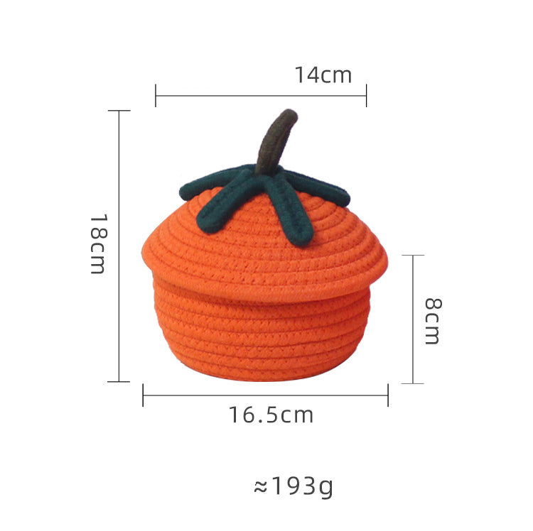 Halloween Pumpkin Woven Storage Basket - Desktop Organizer for Snacks, Makeup, and Miscellaneous Items