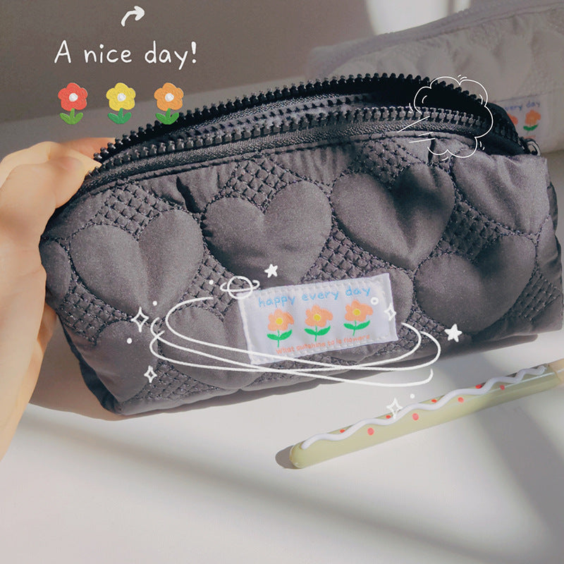 Cute Pillow Pencil Case - INS Style Embroidered Portable Makeup Bag