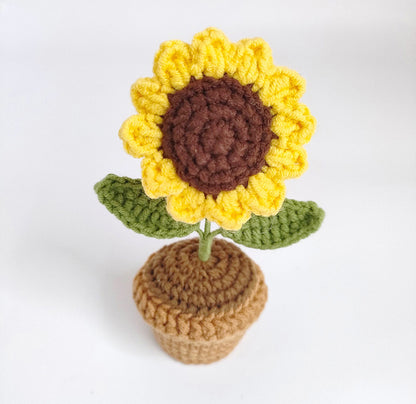 Handwoven Yarn Potted Plants - Car Decor and Artificial Flowers