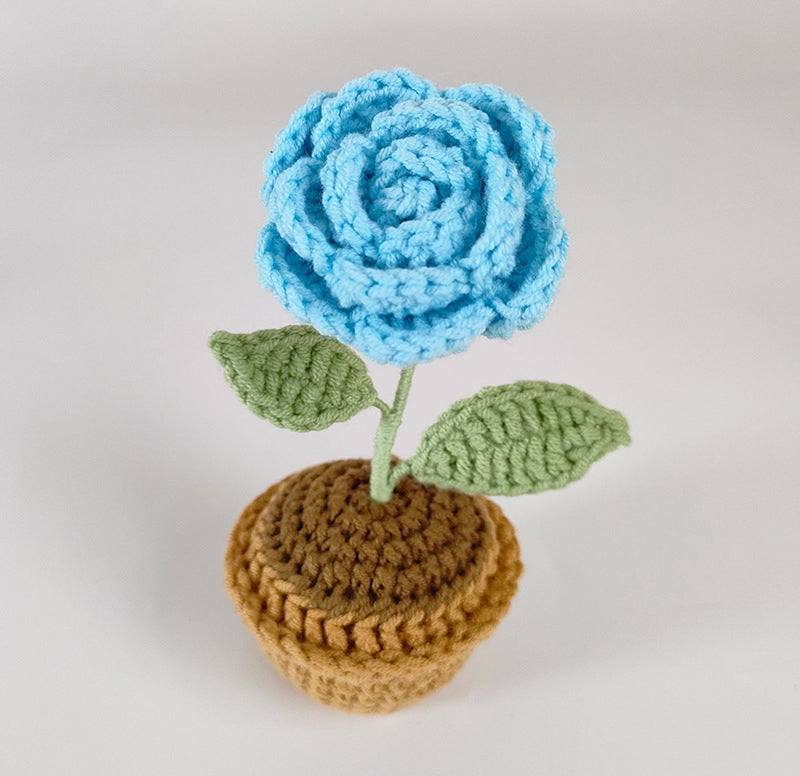 Handwoven Yarn Potted Plants - Car Decor and Artificial Flowers