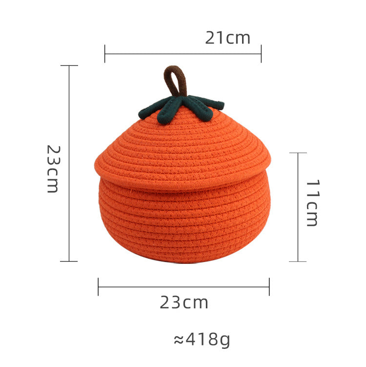 Halloween Pumpkin Woven Storage Basket - Desktop Organizer for Snacks, Makeup, and Miscellaneous Items