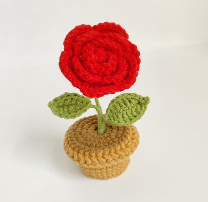 Handwoven Yarn Potted Plants - Car Decor and Artificial Flowers