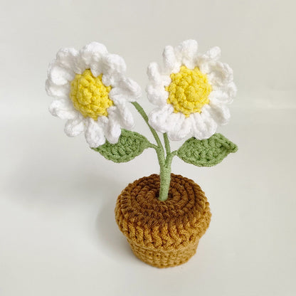 Handwoven Yarn Potted Plants - Car Decor and Artificial Flowers