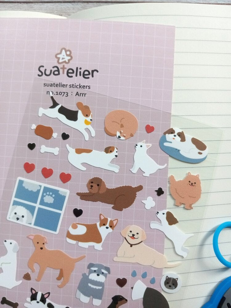 Suatelier Sticker 1073 Arrr - Adorable Dog-Themed Decorative Planner Stickers